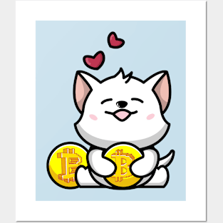 cute huging bitcoin Posters and Art